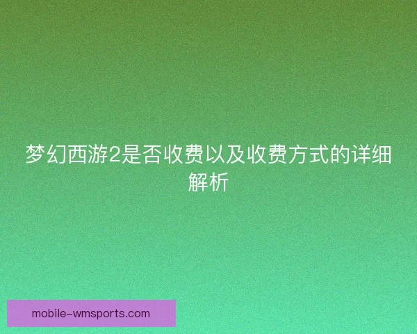 梦幻西游2是否收费以及收费方式的详细解析