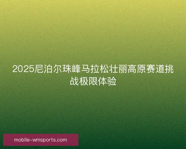 2025尼泊尔珠峰马拉松壮丽高原赛道挑战极限体验